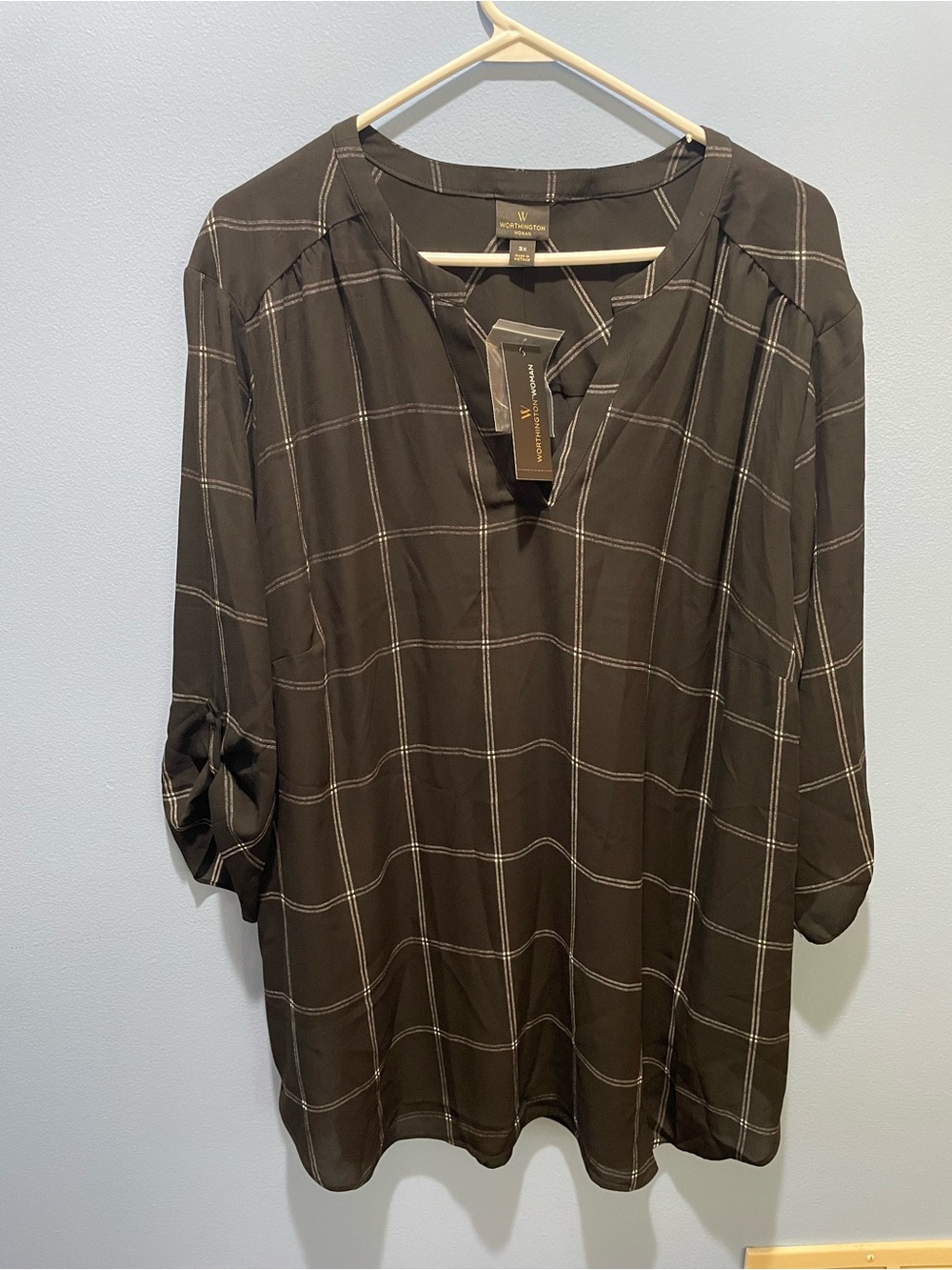 Worthington Woman Size 3x Winter Plaid Blouse